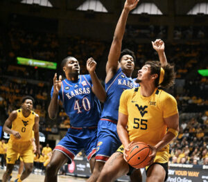 Harlan Obioha leads WVU to its third consecutive win against Kansas, 86-75